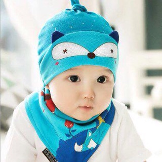 Set mũ + yếm cotton 