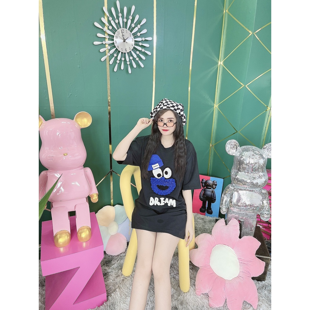 Áo Thun Hình Thêu Nổi Mặt Cười Dream Quảng Châu Cao Cấp  - AT10 | BigBuy360 - bigbuy360.vn