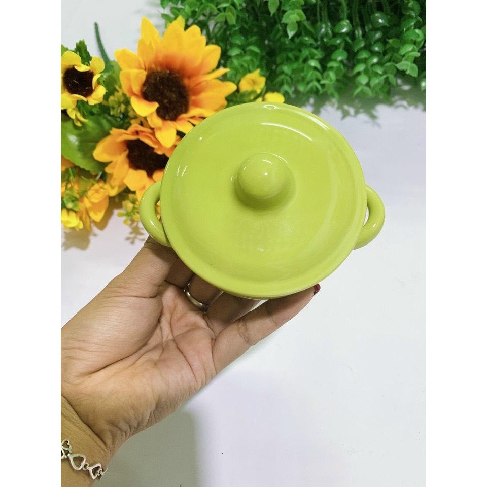 Chén bát ăn dặm gốm sứ cho bé,bát có nắp nhỏ 140ml