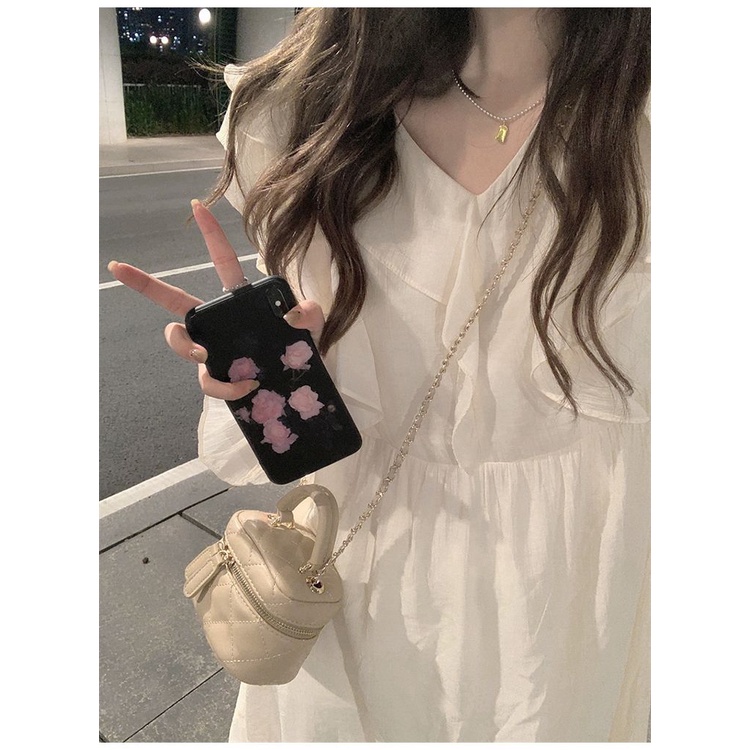 Đầm Dài Tay Phối Bèo Thời Trang Pháp Cao Cấp Cho Nữ