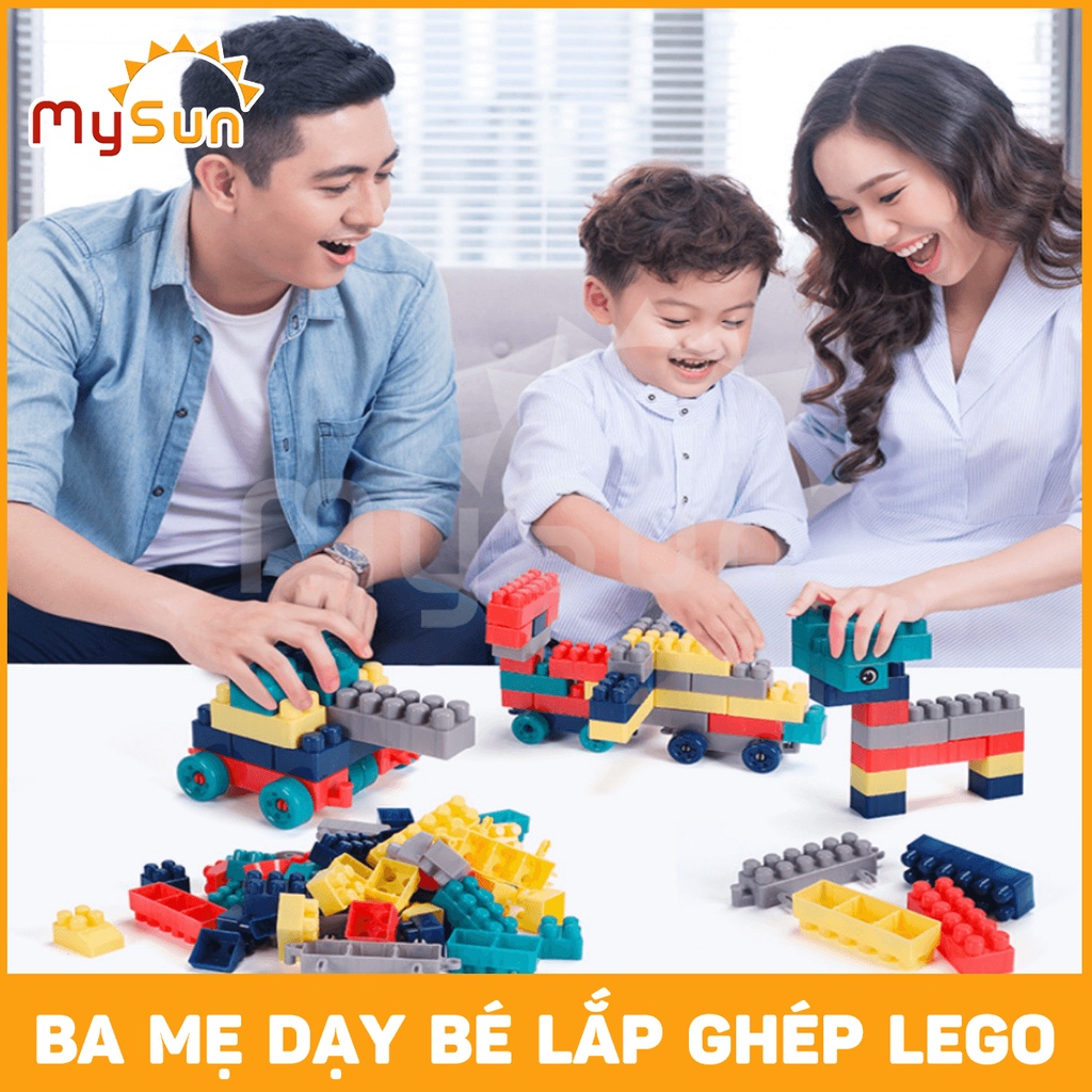 Bộ đồ chơi trẻ em xếp lắp ghép hình khối cho bé trai gái phát triển trí tuệ thông minh MySun