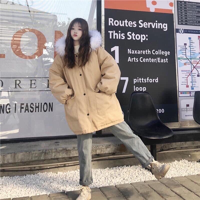 Áo khoác kaki nữ lót lông trắng 3 lớp - Mặc bao ấm cho cái lạnh mùa đông [CAM KẾT HÀNG CHUẨN HÌNH  | BigBuy360 - bigbuy360.vn