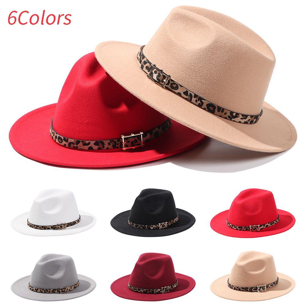 Mũ Rộng Vành Chất Liệu Len Nỉ Họa Tiết Da Báo Thời Trang