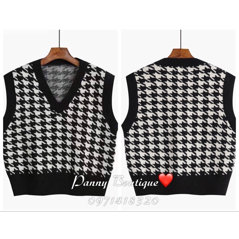 Áo len gile hoạ tiết kẻ zíc zắc cực tây, style ulzzang Hàn Quốc 🌻 Panny Boutique 🌻