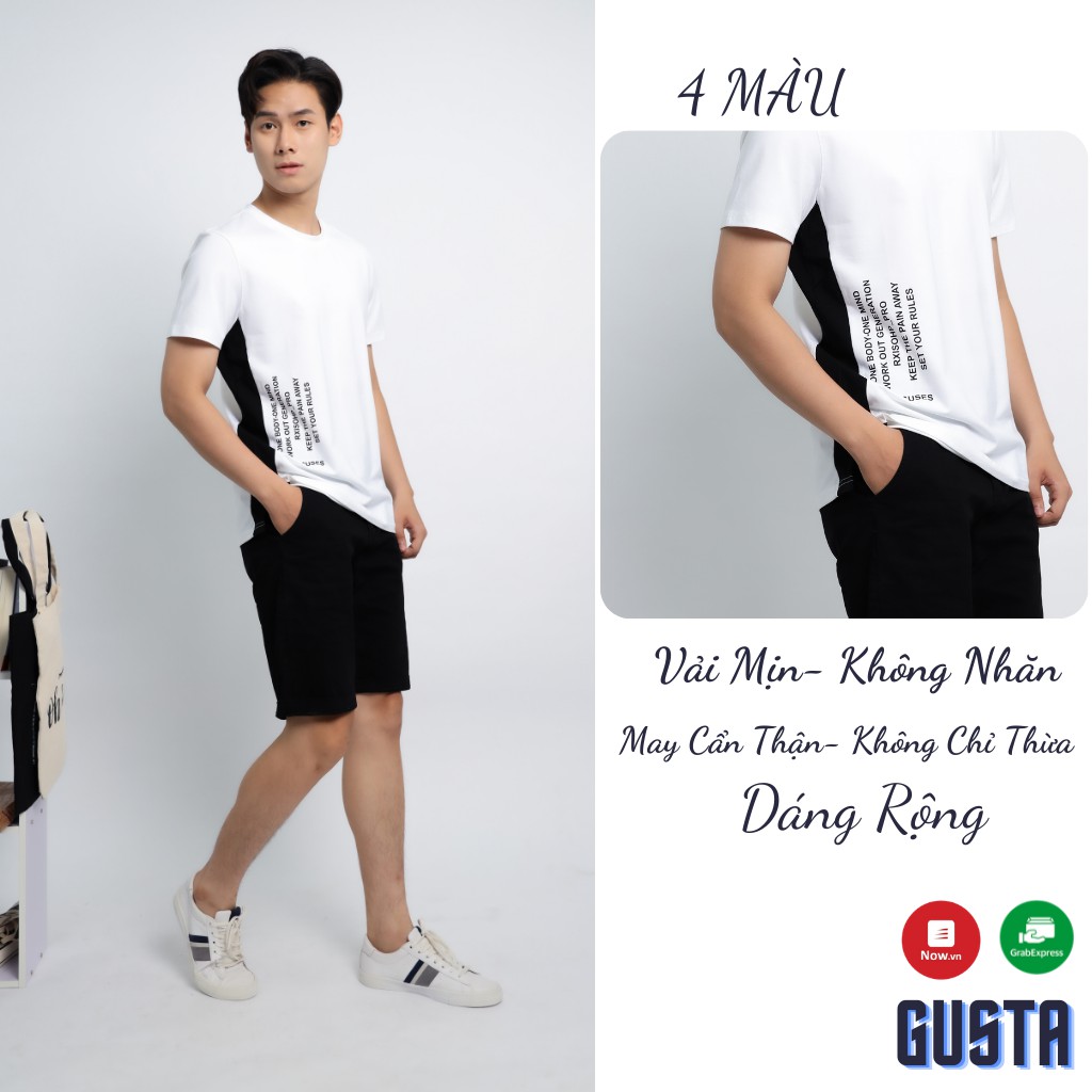[7 Màu] Áo Phông Nam Đẹp In Chữ Có Màu Đen,Trắng,...Áo Thun Nam Trơn Cao Cấp ,Thấm Hút Tốt - AT02- GUSTA