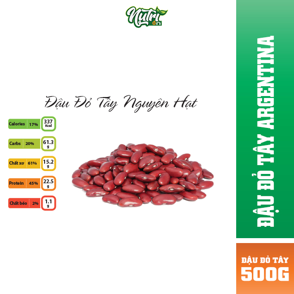Đậu đỏ tây Dard Red Kidney Beans Argentina thương hiệu Nutrion túi hút chân không 500g