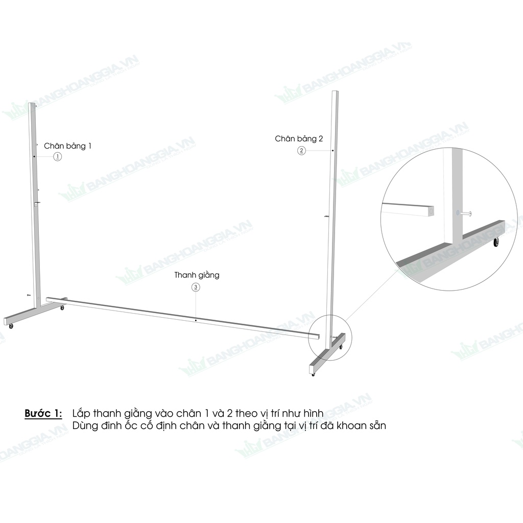 Bảng từ trắng di động - 단면이동식칠판 ,bảng viết bút dạ ,dính nam châm ,bánh xe có chốt hãm chống dung ..