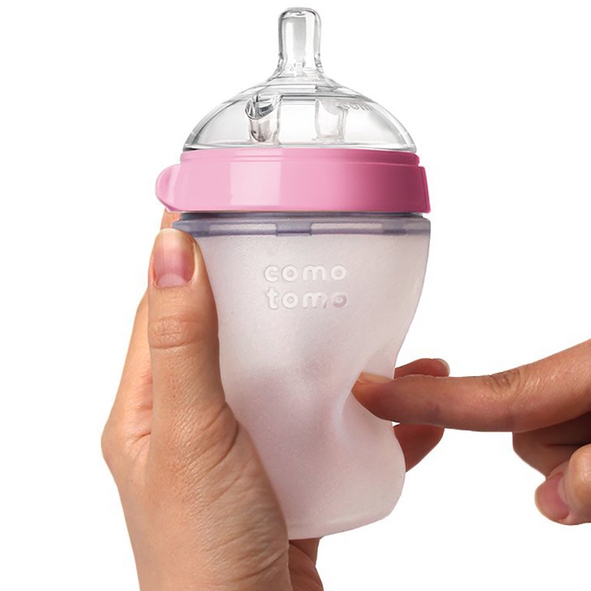 Bình Sữa Comotomo 150ml/250ml 👨‍👩‍👦‍👦Núm Silicon Siêu Mềm💖TẶNG KÈM TAY CẦM CÁNH TIÊN