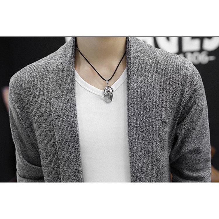 Áo khoác nam cardigan len dáng dài aokhoacnam-CG02 đen | BigBuy360 - bigbuy360.vn