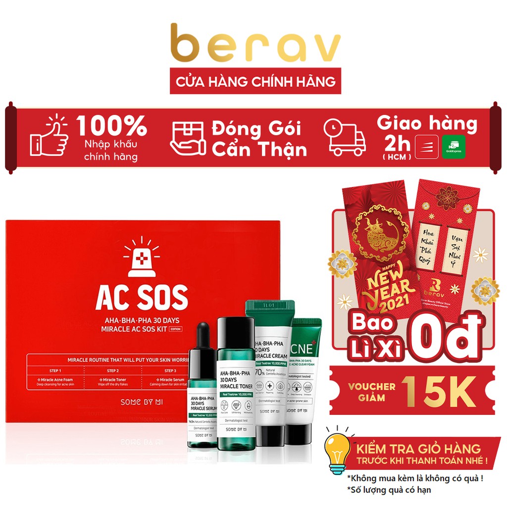 Bộ Dưỡng Da Ngừa Mụn Some By Mi AHA - BHA - PHA 30 Days Miracle AC SOS Kit | WebRaoVat - webraovat.net.vn