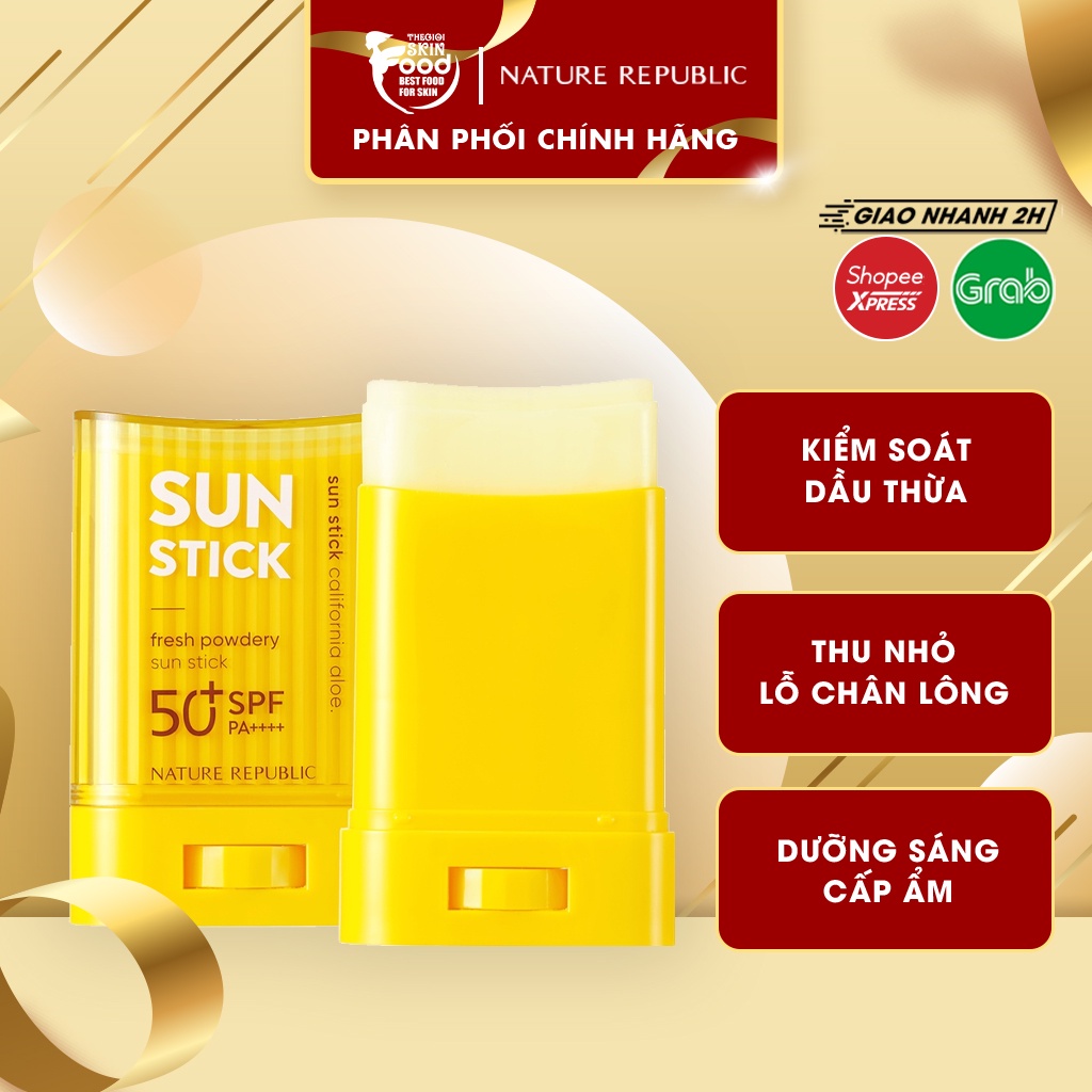 Kem Chống Nắng Dạng Sáp Dưỡng Ẩm Kiểm Soát Dầu Nature Republic California Aloe Fresh Powdery Sun Stick SPF50+ PA+++ 24g