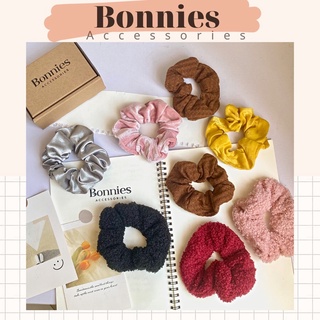Dây Cột Tóc Scunchies nhiều màu Hàn Quốc, scunchies lụa phi bóng, hoa,caro