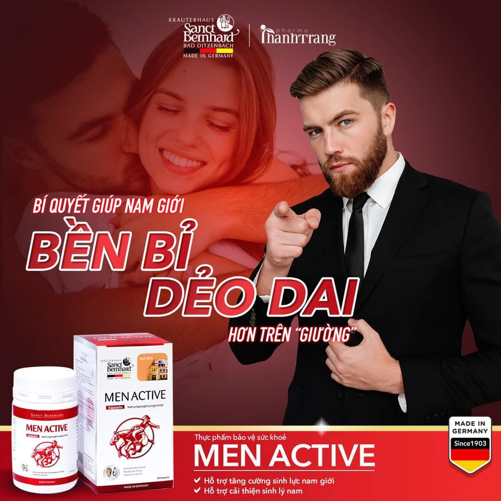 Men Active Kapseln 30 viên - Hỗ trợ tăng cường sinh lực nam giới, giúp cải thiện sinh lý nam