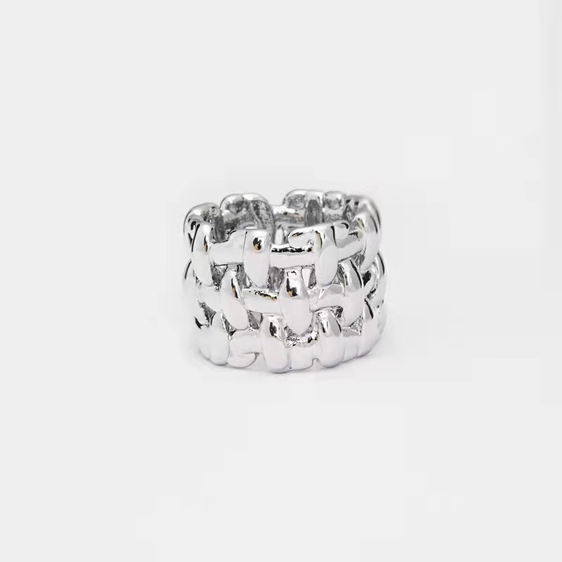 Nhẫn Bản Rộng Hình Chữ Thập Màu Vàng / Bạc Phong Cách Vintage Thanh Lịch Sáng Tạo Dành Cho Nữ