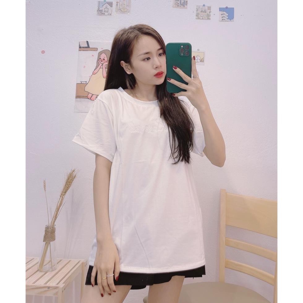 [FREE SHIP] Áo Phông Nữ, Áo Thun Nữ Chữ Thêu Chất Thun Cotton Hàng Qc Siêu Mát