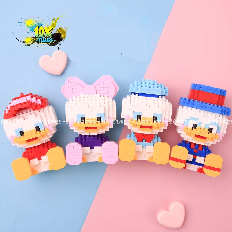 (size 10cm) đồ chơi lắp ráp mô hình nhân vật hoạt hình vịt donald disney dễ thương, quà tặng sinh nhật bạn trai gái