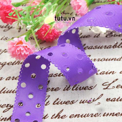 RUY BĂNG GÂN XỐP 25MM HỌA TIẾT ĐỤC LỖ, DIỀM NỮ TÍNH HT25-046