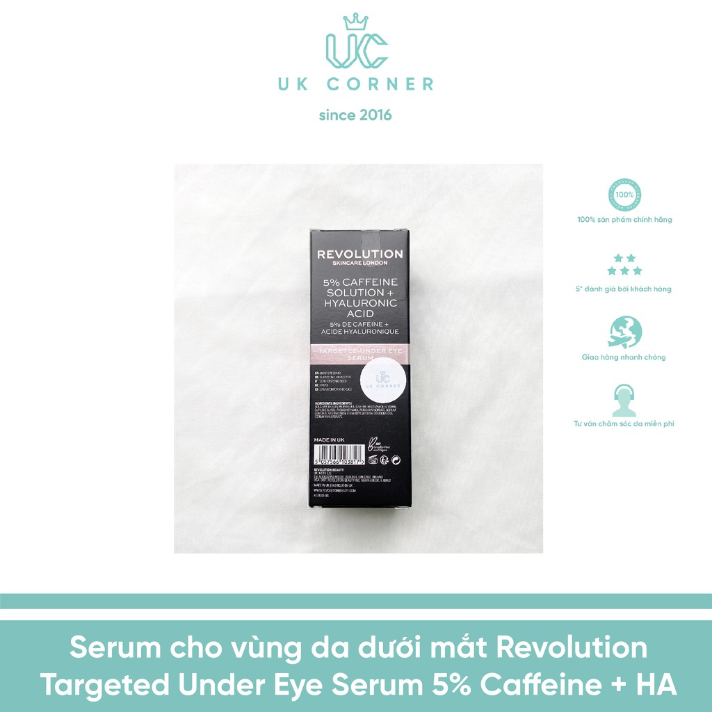 Serum cho vùng da dưới mắt Revolution Targeted Under Eye Serum 5% Caffeine + HA