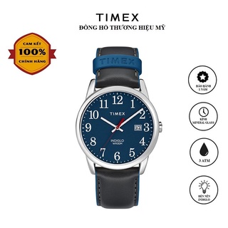 Đồng hồ Unisex Timex Easy Reader Color Pop 38mm - TW2R62400 Dây Da Xanh - Chính Hãng