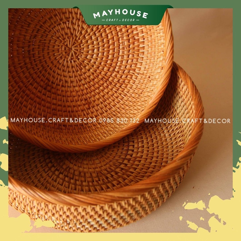 Khay mâm mây tre đan MAYHOUSE CRAFT&DECOR đựng thức ăn, trang trí bàn ăn, decor chụp ảnh