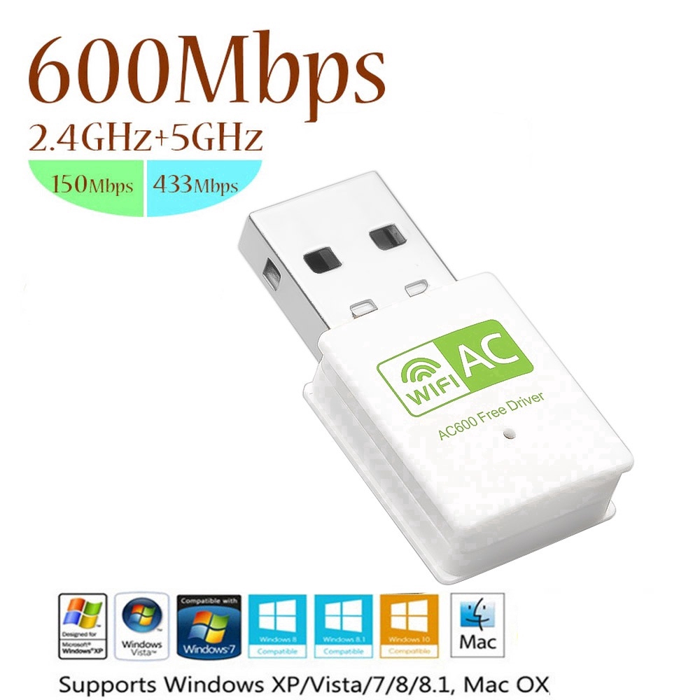 Dầu cắm USB thu tín hiệu wifi mini 600Mbps2.4GHz 5GHz