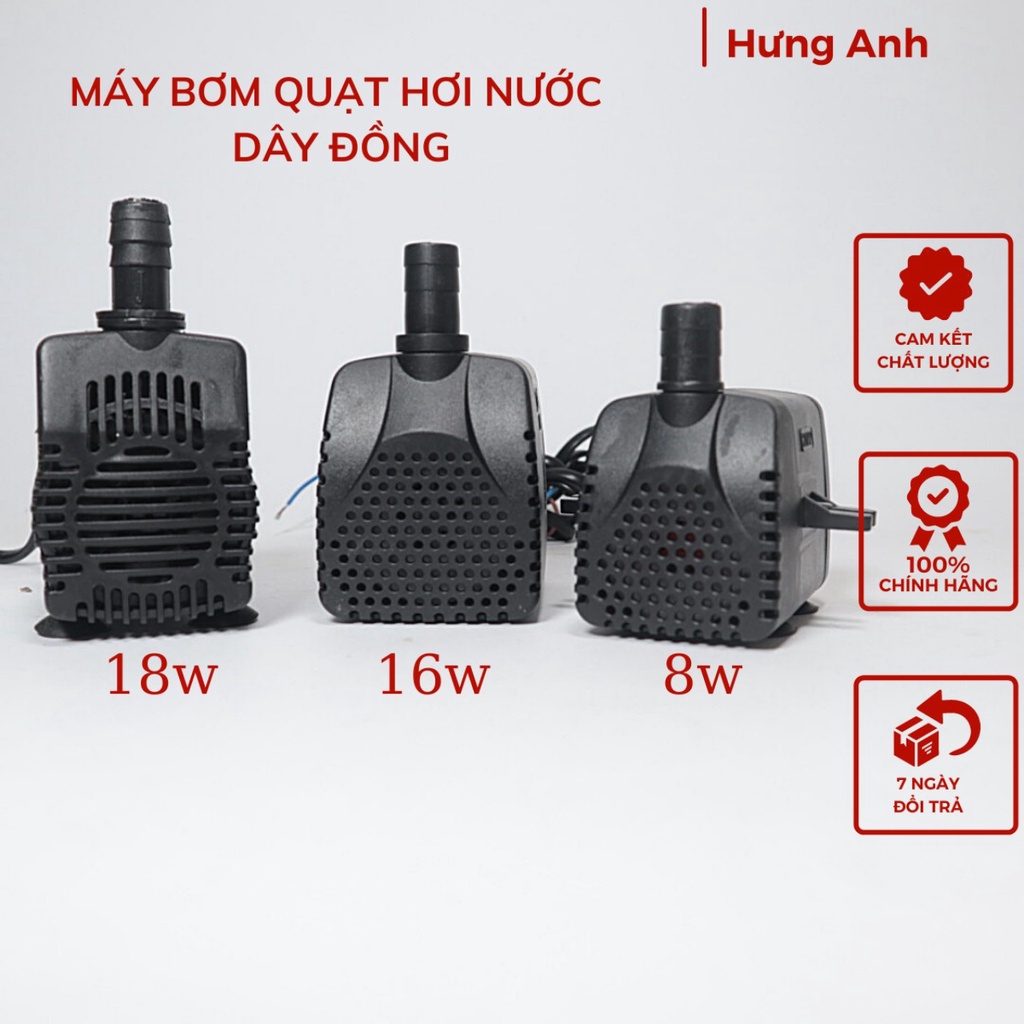 Máy bơm quạt hơi nước điều hòa, bể cá thủy sinh 8w, 16w, 18w dây đồng XH-12 điện áp 220/240v - 50Hz