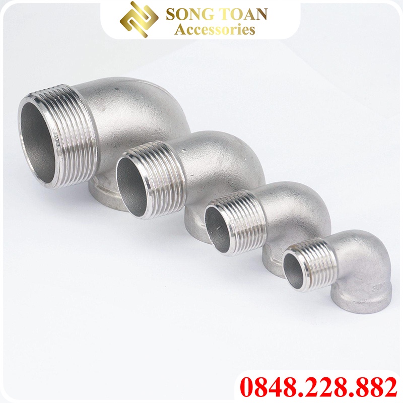 Co Ren Trong Ren Ngoài & Cong Điếu - Bằng Inox Bước Ren 21 27 34 Lắp Đặt Thông Dụng - Elbow Pipe Fitting Female Male