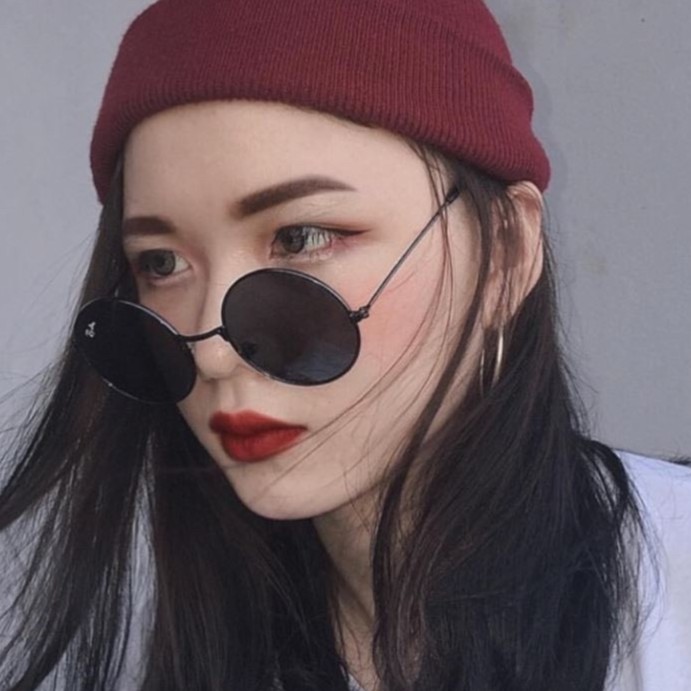 Kính râm thầy bói tròn đen oversized thời trang cho nam nữ chống tia UV - Bự Store