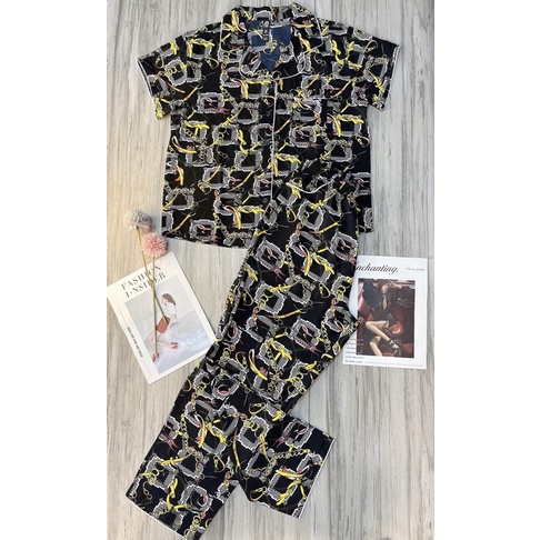 Đồ Bộ Pijama Dài Lụa Mặc Nhà Cho Nữ Trung Niên Kiểu Hoa Văn ABCASUAL MPD3