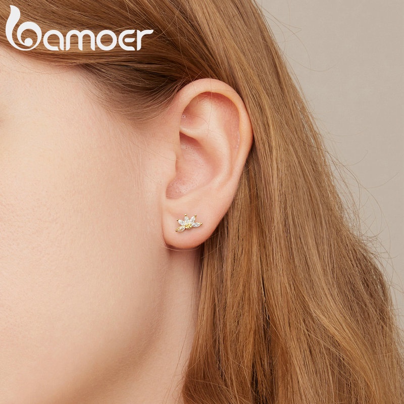 Bông tai BAMOER xi bạc 925 đính đá zircon sang trọng