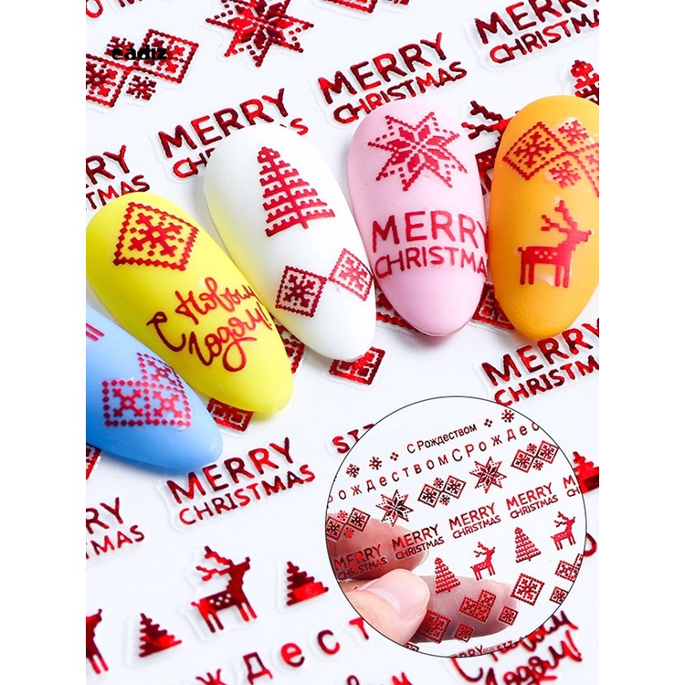 [Hàng mới về] Nhãn dán mỏng nhẹ họa tiết Giáng Sinh để trang trí móng tay nghệ thuật