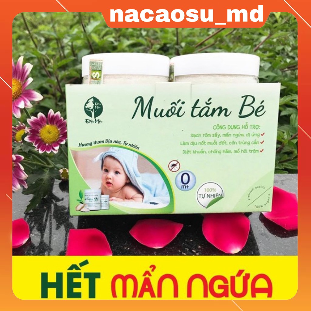 (COMBO 2)  MUỐI TĂM BÉ ĐÔC MÔC, MUỐI TẮM CHO CẢ MẸ VÀ BÉ SẠCH RÔM SẨY,MẨN NGỨA CỨT TRÂU, HĂM DA, MỒ HÔI TRỘM