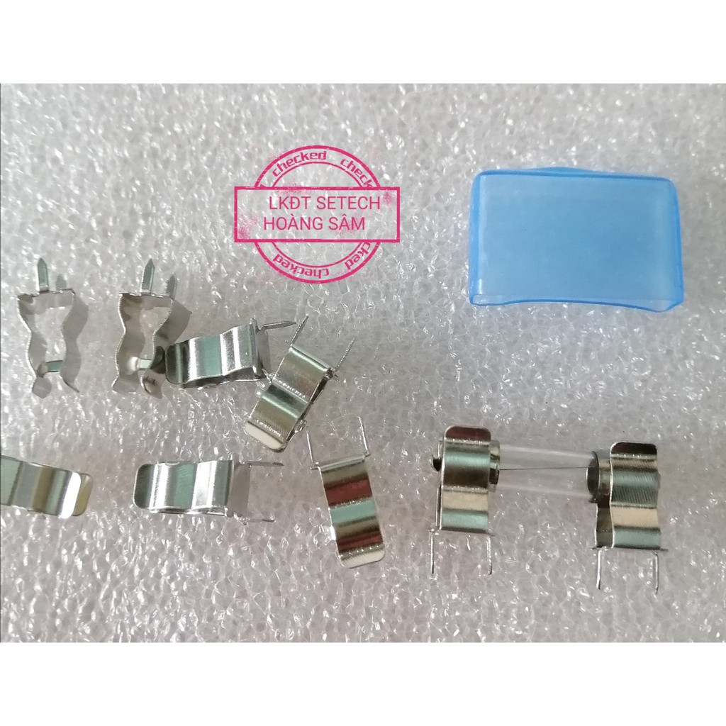 Đế  Kẹp cầu chì 5x20mm, chân cắm hàn gắn cầu chì ống, chụp silicon bảo vệ