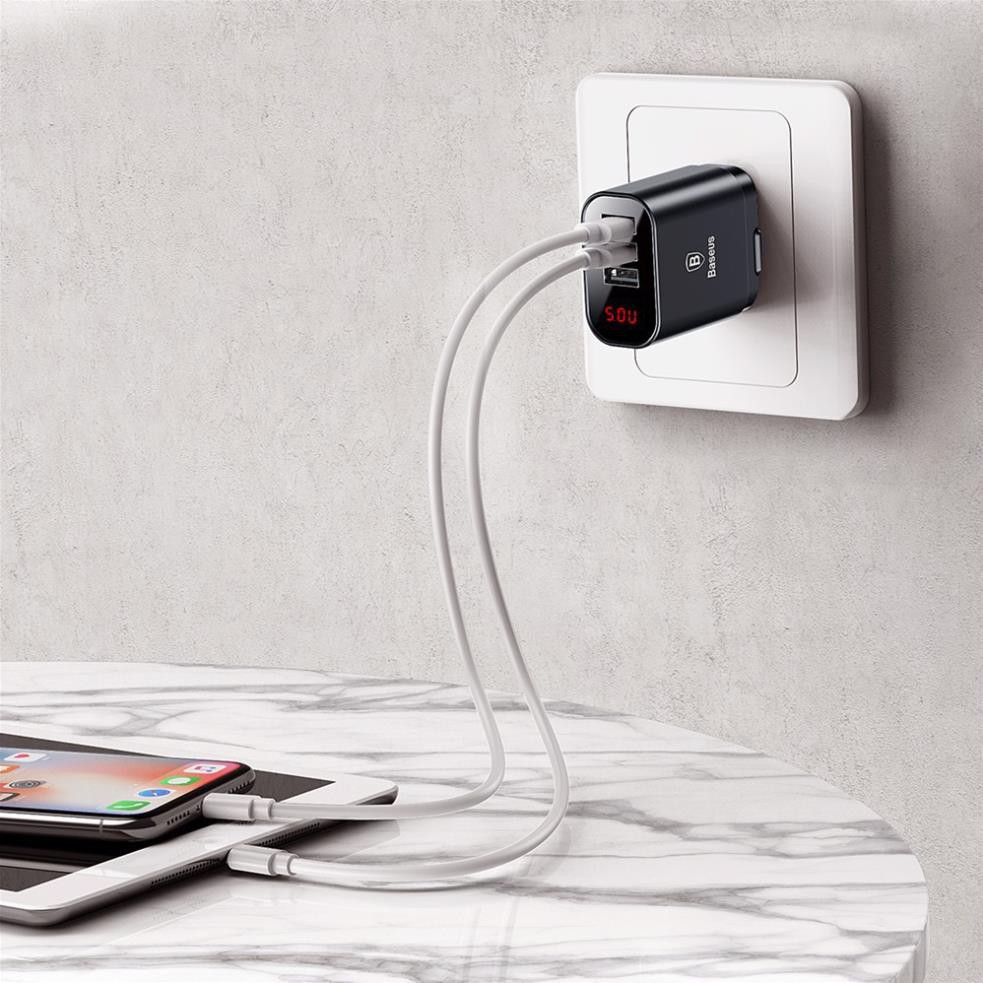 [Xả Hàng – FreeShip] CỦ SẠC NHANH 3 CỔNG | Baseus CCAL AH02 | Chất Liệu ABS-PC Chống Va Đập | Có Đèn