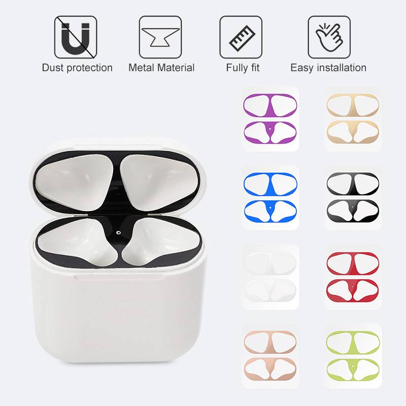 Miếng dán kim loại chống bụi bảo vệ hộp sạc tai nghe Airpods 1 2 Pro 3 chuyên dùng