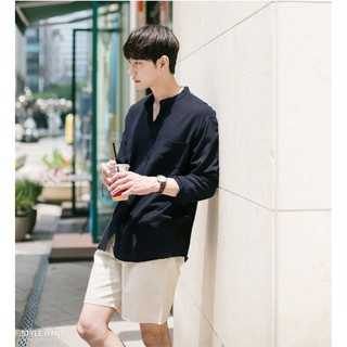 Áo sơ mi cổ trụ unisex style hàn quốc tsp