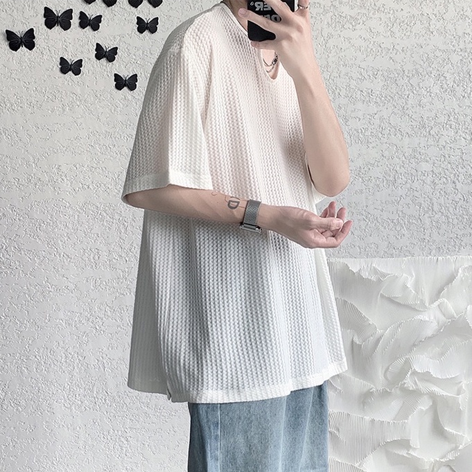 Áo Thun Nam Ngắn Tay Phong Cách Hàn Quốc Thời Trang Simple unisex áo phông rộng lụa Sọc bigsize áo phông trắng Nam