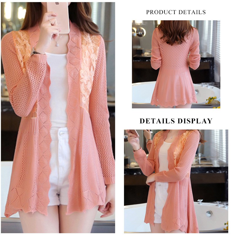 Áo Khoác Cardigan Dáng Dài Họa Tiết Thêu Thời Dành Cho Nữ