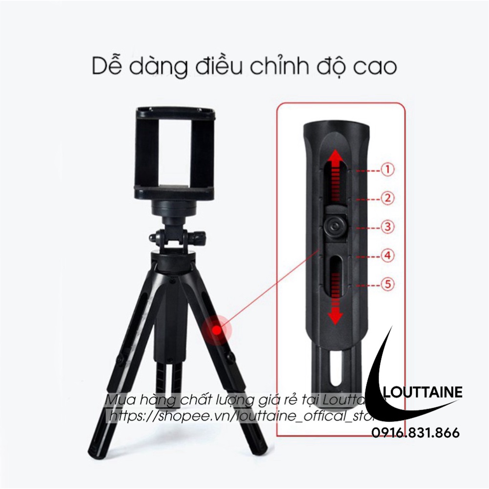 Chân đỡ điện thoại tripod mini để kẹp điện thoại máy ảnh 3 chân livestream quay phim video chụp ảnh