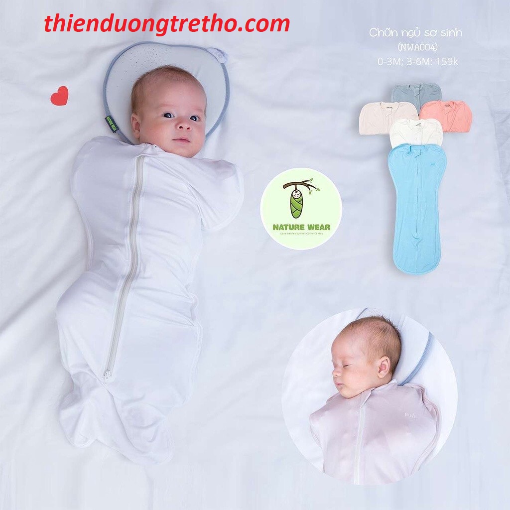 Chũn nhộng ngủ sơ sinh Nature Wear siêu mềm mịn 0-3/ 3-6M