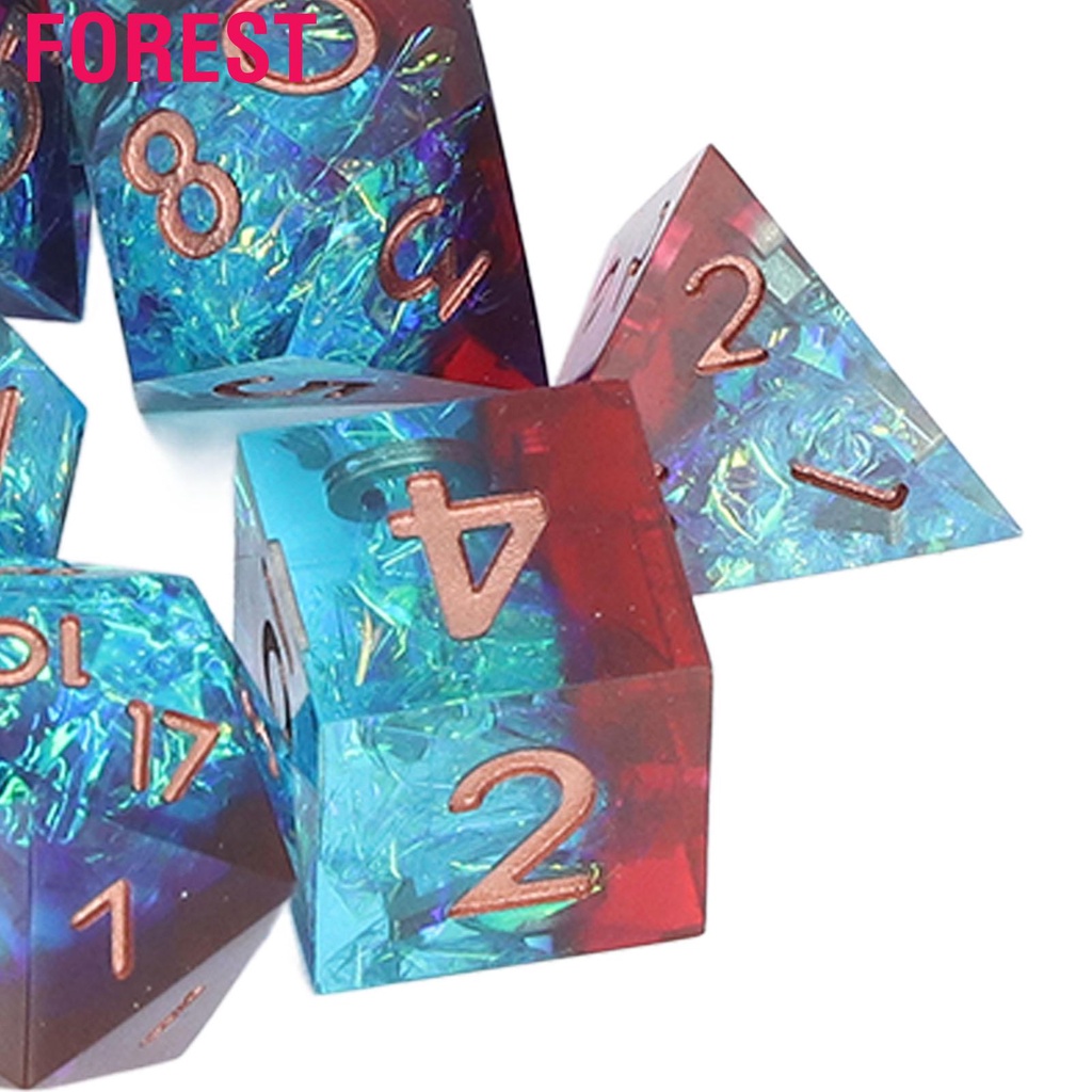 Forest Polyhedral Dice Set  7Pcs Lightweight Collectible RPG with Storage Box for Family Friends