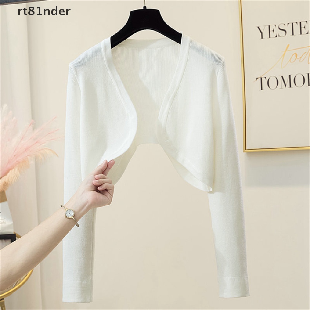 Rt Áo Khoác Cardigan Màu Trơn Thoáng Khí Phong Cách Hàn Quốc Thanh Lịch Dễ Phối Đồ Cho Nữ