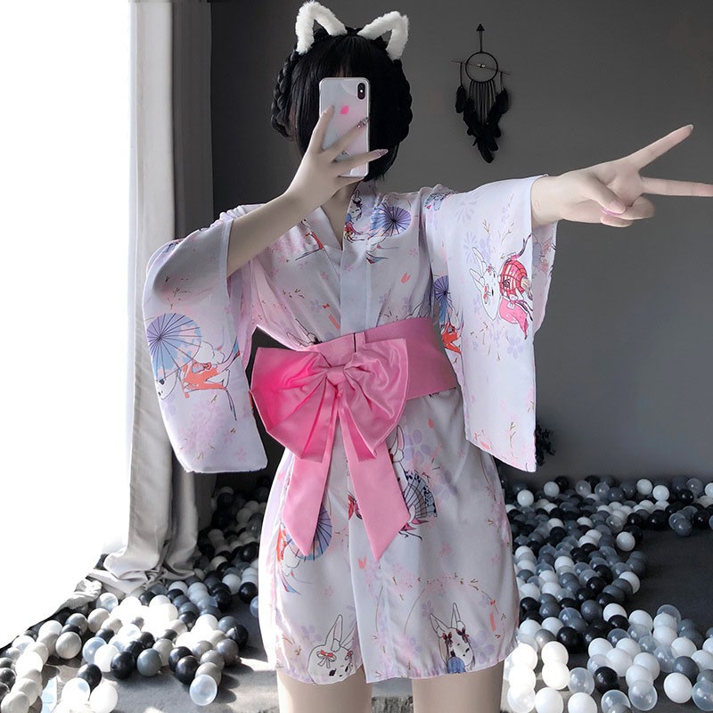 Áo Choàng Ngủ Kimono In Hoa Gợi Cảm Cho Nữ