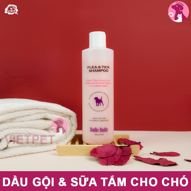 [Mã PET50K giảm Giảm 10% - Tối đa 50K đơn từ 250K] DẦU GỘI &amp; SỮA TẮM TRỊ VE CHO CHÓ BUDLE'BUDLE (Nhập khẩu Hàn Quốc)