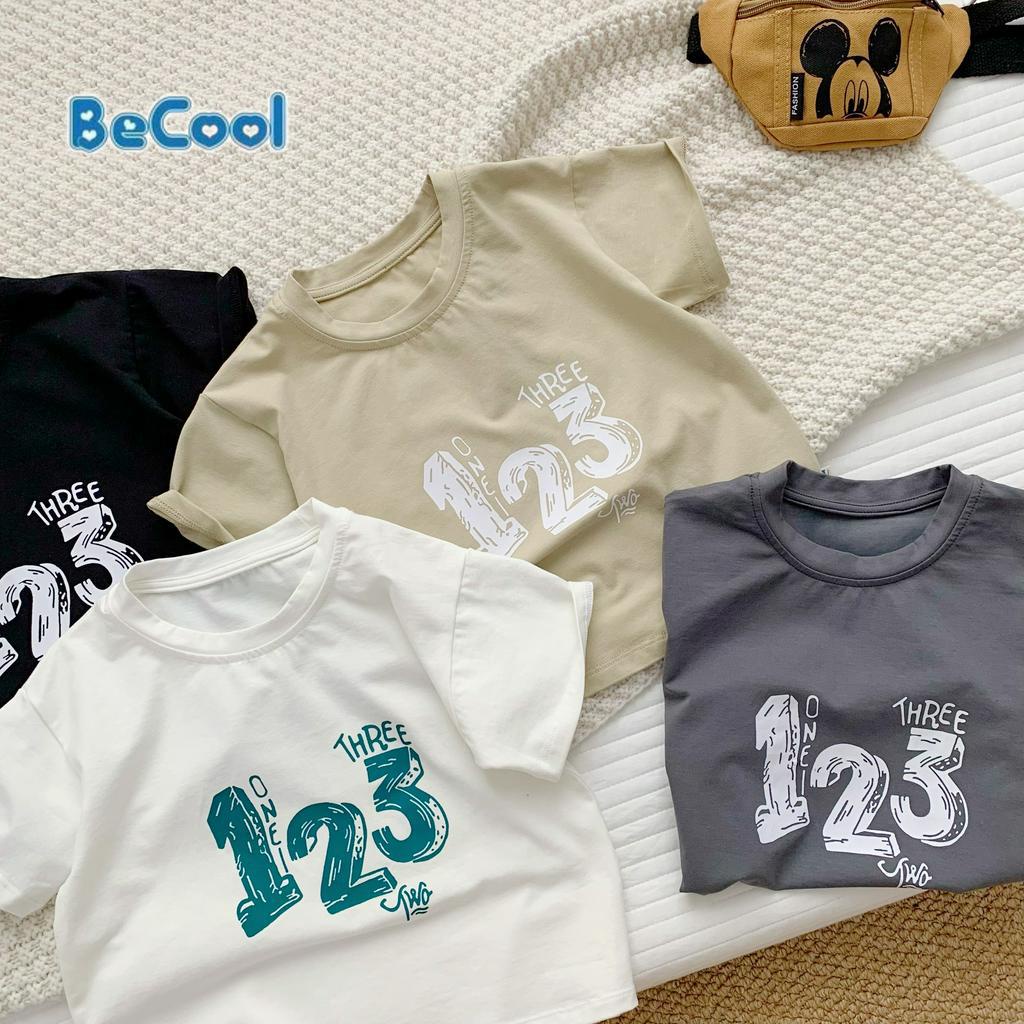 Áo bé trai cộc tay BECOOL 123 áo phông cho bé in hình 123 chất cotton từ 10-26kg