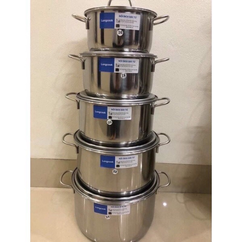 Nồi luộc gà inox Longcook chính hãng đáy từ. Size 28-30-32cm nấu được trên mọi loại bếp