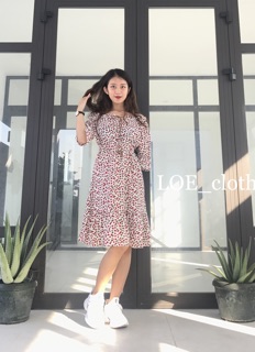 Đầm trễ vai cherry
