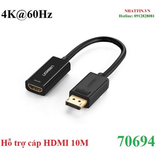 Cáp chuyển đổi Displayport to HDMI hỗ trợ 4K@60Hz chính hãng Ugreen 70694 cao cấp