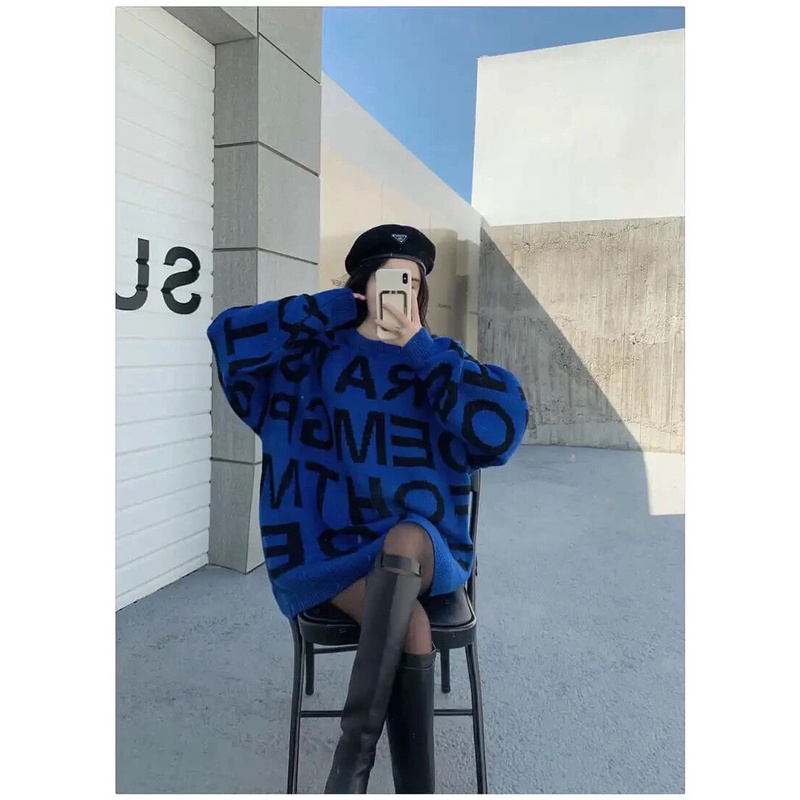 Áo Sweater Cổ Tròn In Chữ Phong Cách Hàn Quốc Thời Trang Thu Đông Mới Cho Nữ