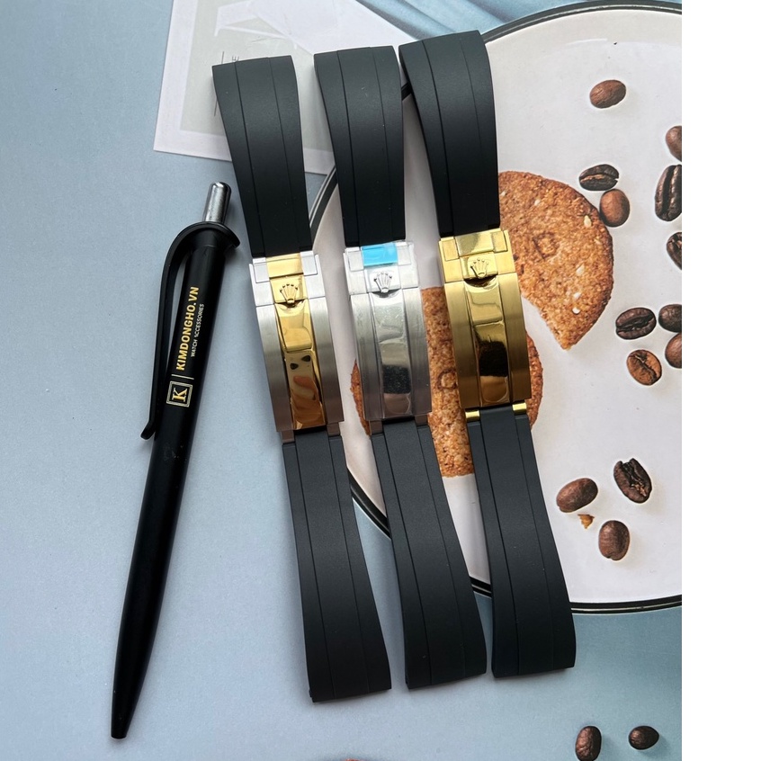 Dây Đồng Hồ ROLEX Cao Su Zin Đầu Bằng Size 20mm 21mm